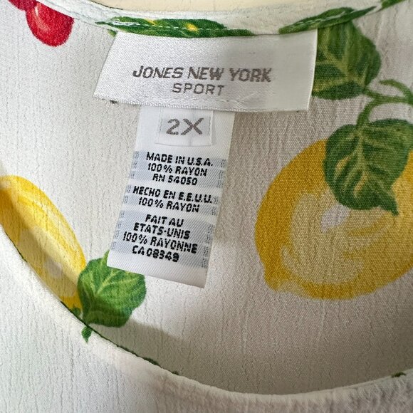 Jones New York Vintage Women's Sleeveless Cherry Lemon Fruit Maxi Dress Size 2X - Picture 5 of 6